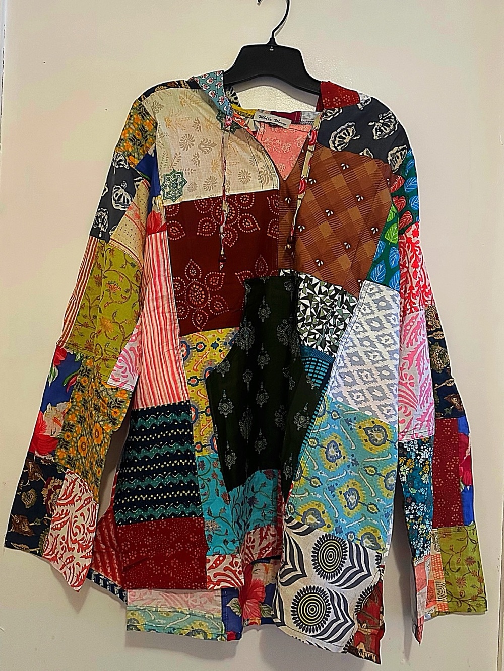 Patchwork Hooded Jacket - Multicolor Boho Style